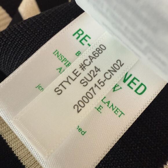 J. Crew Cyan Strapless Knit Stretchy Midi Dress Black Cream Stripe Size Medium - Picture 7 of 9